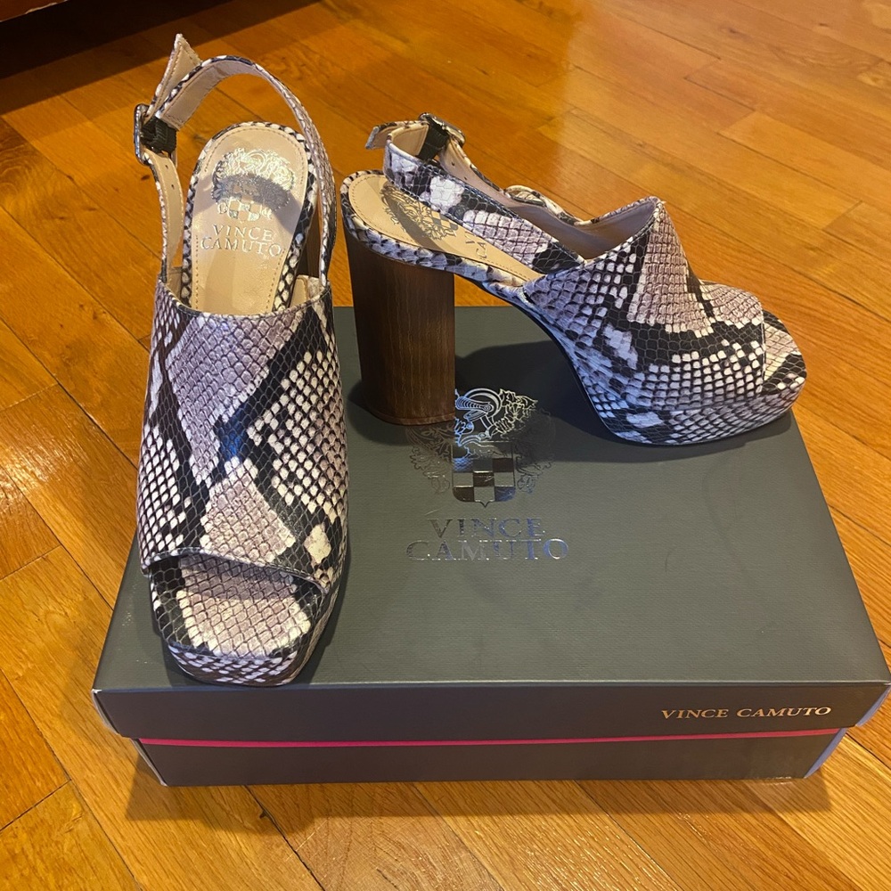 Vince Camuto Women's Snakeskin Block Heel Sandals